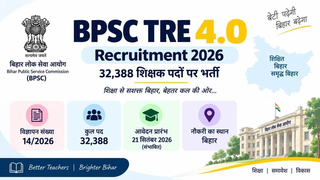 BPSC TRE 4.0 Recruitment 2026 में 32,388 शिक्षक पद